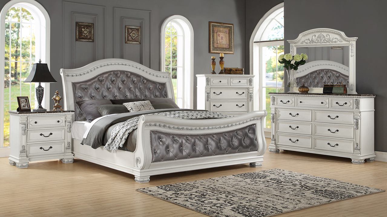 Oasis Home Bianca 4 Pc Bedroom Set - King Sleigh Bed