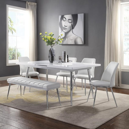 Weizor Dining Collection - White High Gloss & Chrome