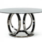 Enid Modern Smoked Glass & Black Stainless Steel Dining Set