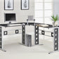 Keizer Computer Desk - Silver Frame & Black Glass