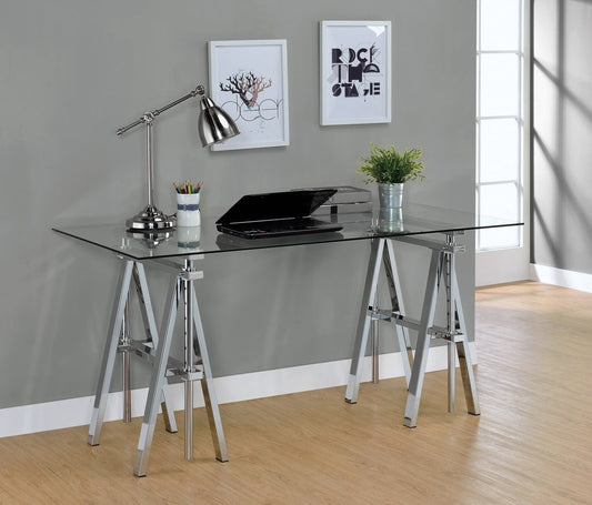 Statham Adjustable Height Desk - Glass Top