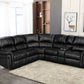 Black PU Power Reversible Sectional Sofa w/USB
