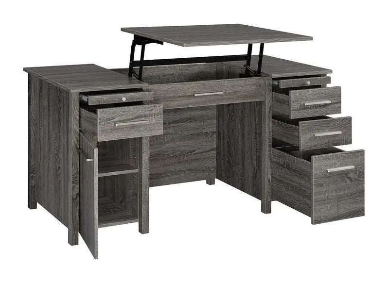 Dylan Lift Top Office Desk - Weathered Grey Finish
