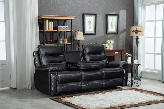 Juego de sala de estar reclinable eléctrica Jamul de 3 piezas - Negro o gris