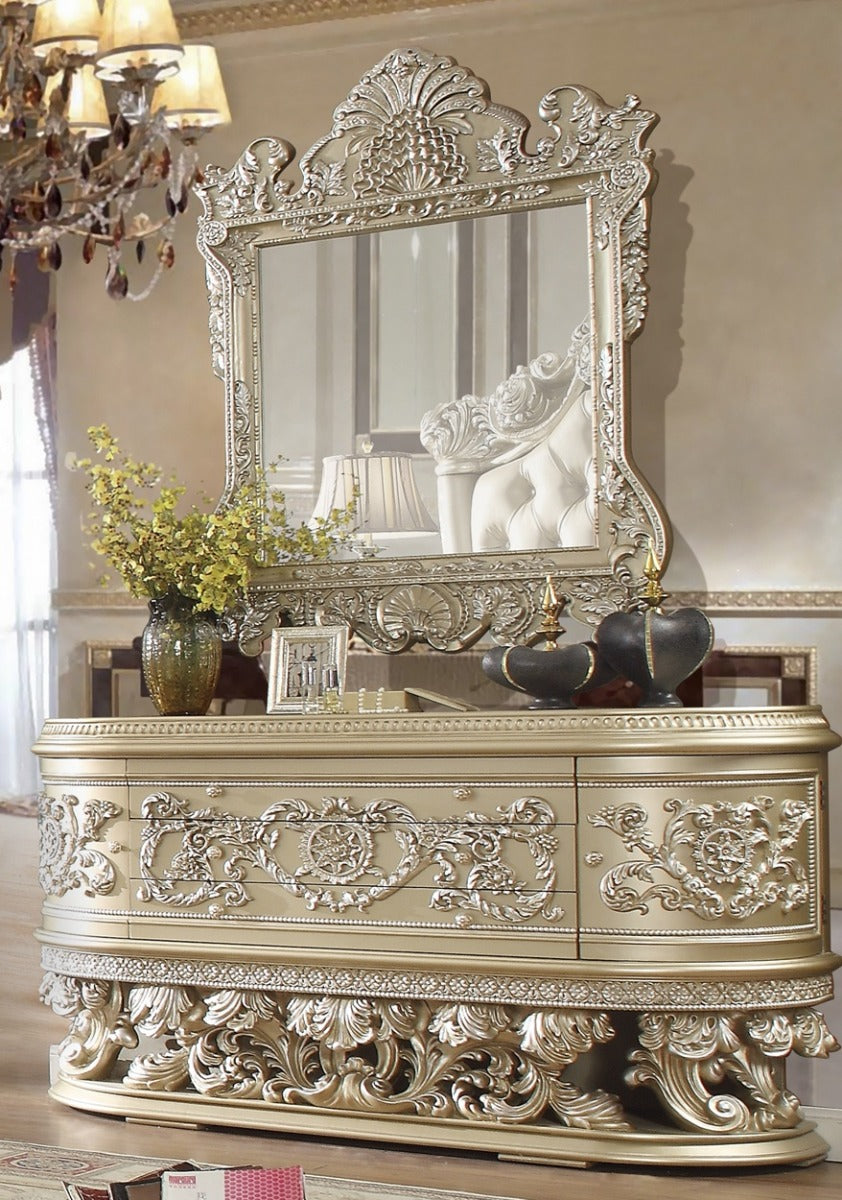 Homey Dresser HD-8022 Prosecco Silver Finish with Carving Bradley Home Funishings Homey Dresser HD-8022 Prosecco Silver Finish with Carving Bradley Home Funishings