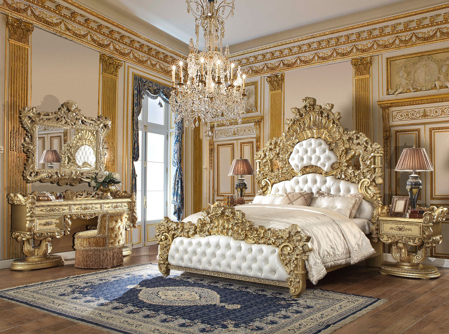 Homey Design HD-8086 Gold Pericles Bedroom Collection
