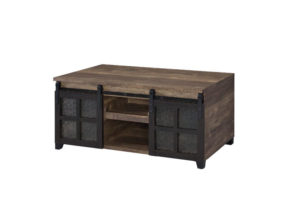 Nineel Rustic Sliding Barn Door Coffee Table