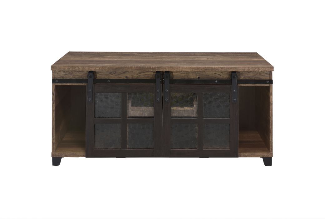 Nineel Rustic Sliding Barn Door Coffee Table