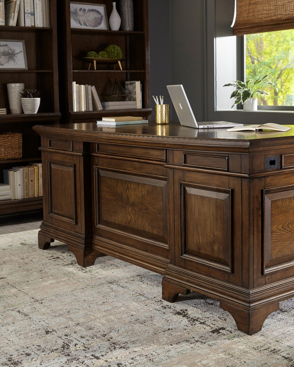 Hartshill Executive Desk by Coaster - Burnished Oak Finish