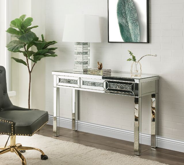 Noralie Glam Console Table - Faux Diamond Inlays