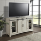 Aspen Rustic Entertainment Console - Antique White Barn Doors