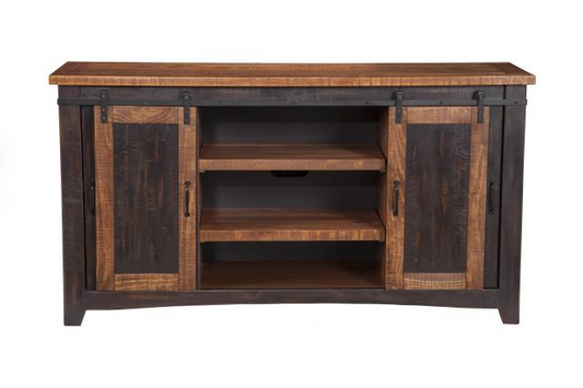 Sante Fe Rustic Entertainment Console - Black Barn Doors