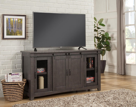 Sierra Rustic Entertainment Console - Grey Barn Doors