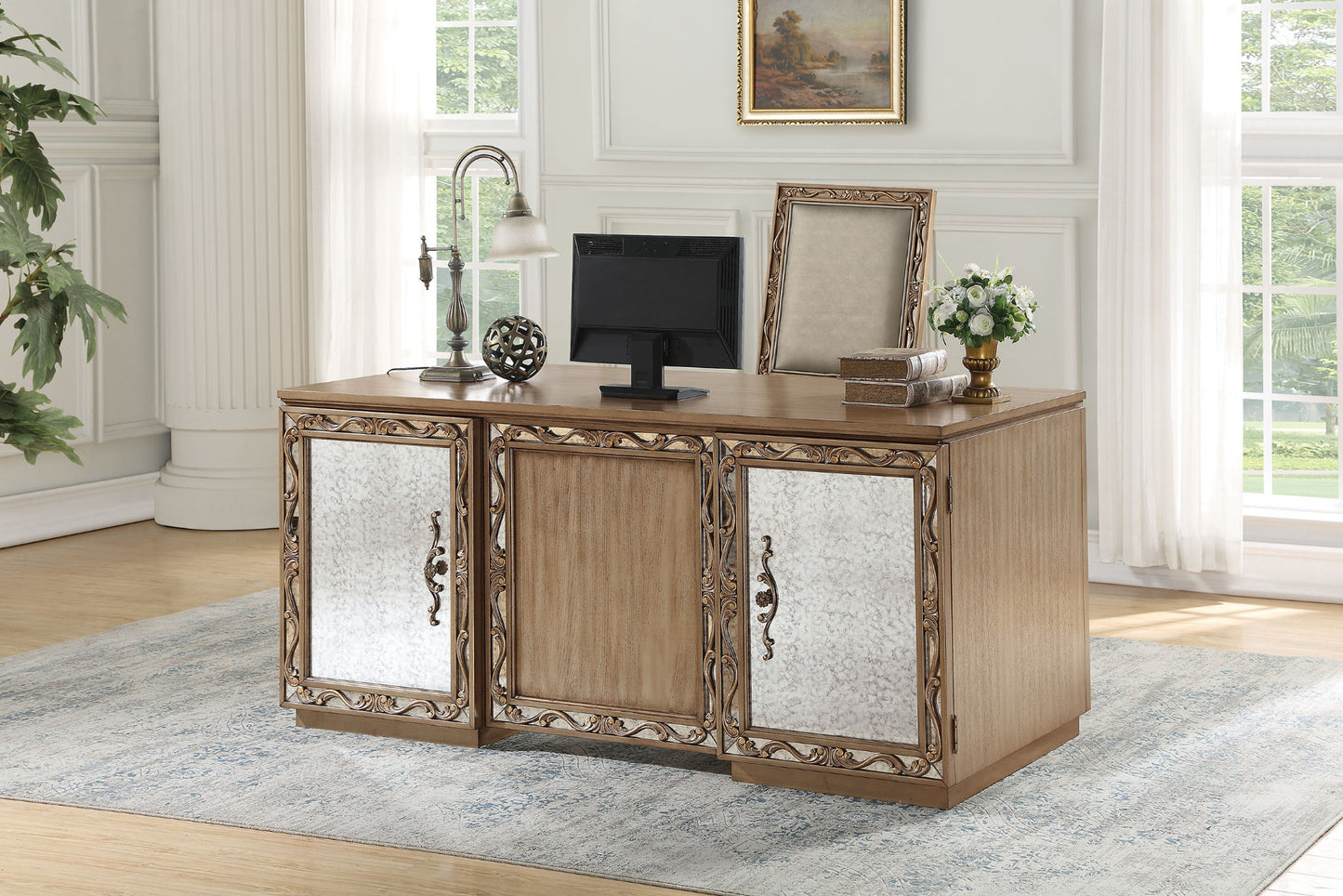 Orianne Executive Desk Acme 91435 - Champagne/Antique Gold