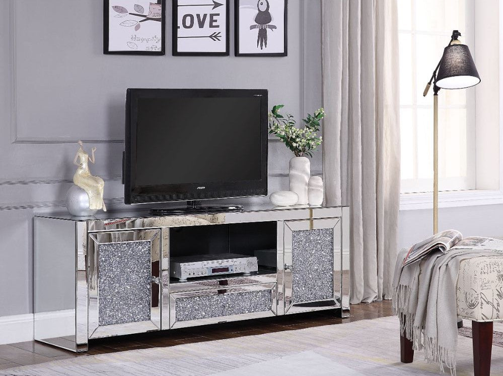 Noralie Glam TV Stand - Faux Diamond Inlay