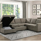 Homelegance 9206BR - Elton Sectional w/Pull Out Bed & Storage