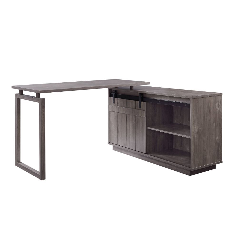 Bellarosa Desk w/Cabinet - Gray Washed Finish