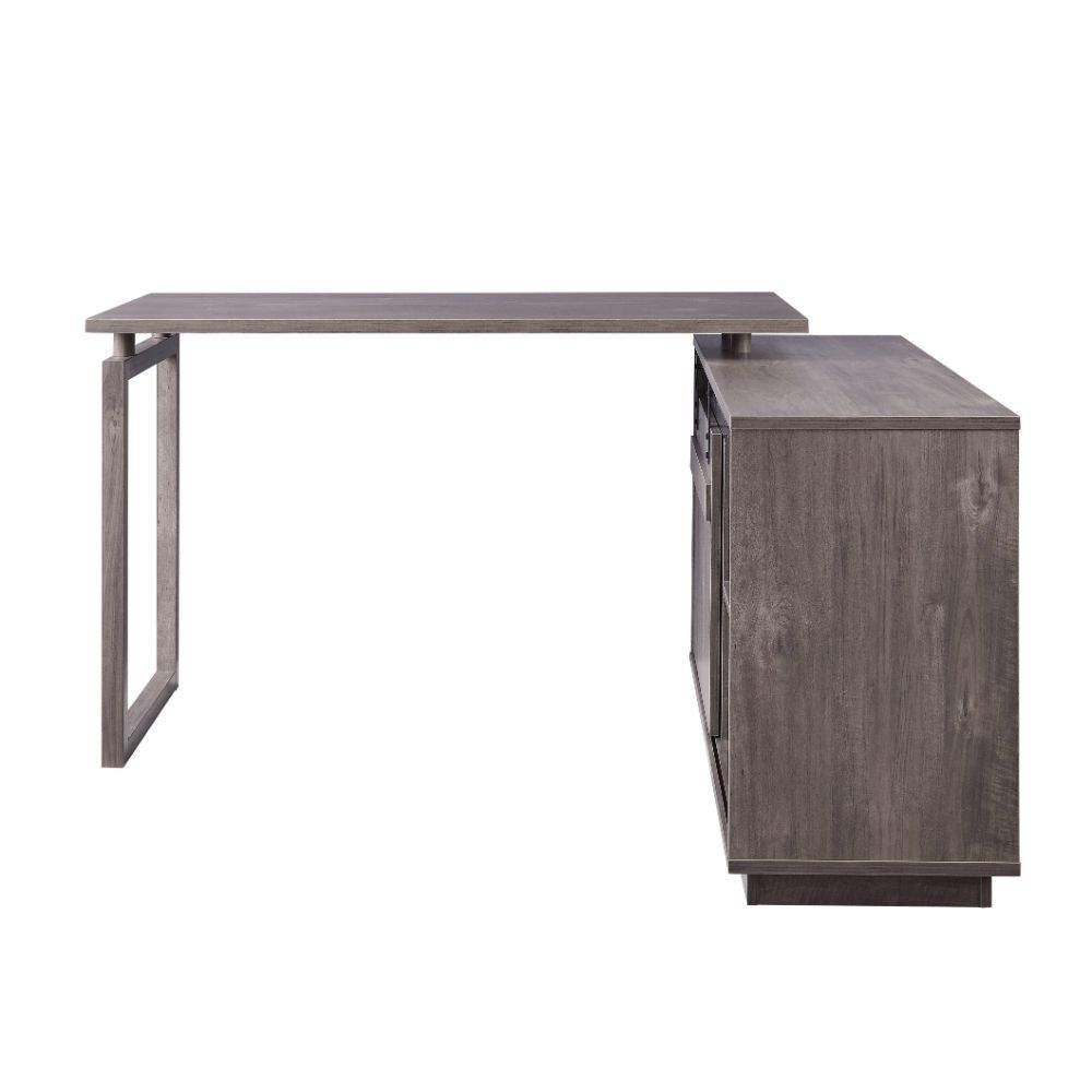 Bellarosa Desk w/Cabinet - Gray Washed Finish