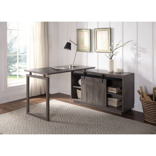 Bellarosa Desk w/Cabinet - Gray Washed Finish