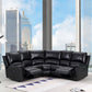 Melinda Power Motion Sectional - Black Leather Air