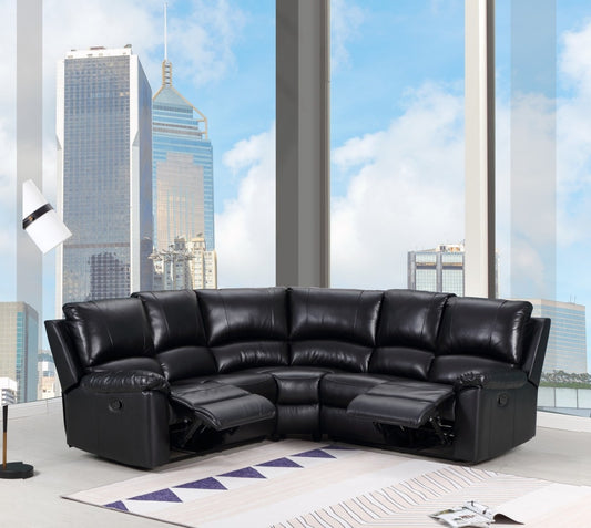 Melinda Power Motion Sectional - Black Leather Air