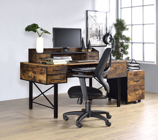 Computer Desk ~ Weathered Oak & Black Finish