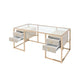 Huyana Desk 92945 - Clear Glass & Gold Finish