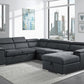 Berel 4 Pc Sectional - Charcoal Chenille