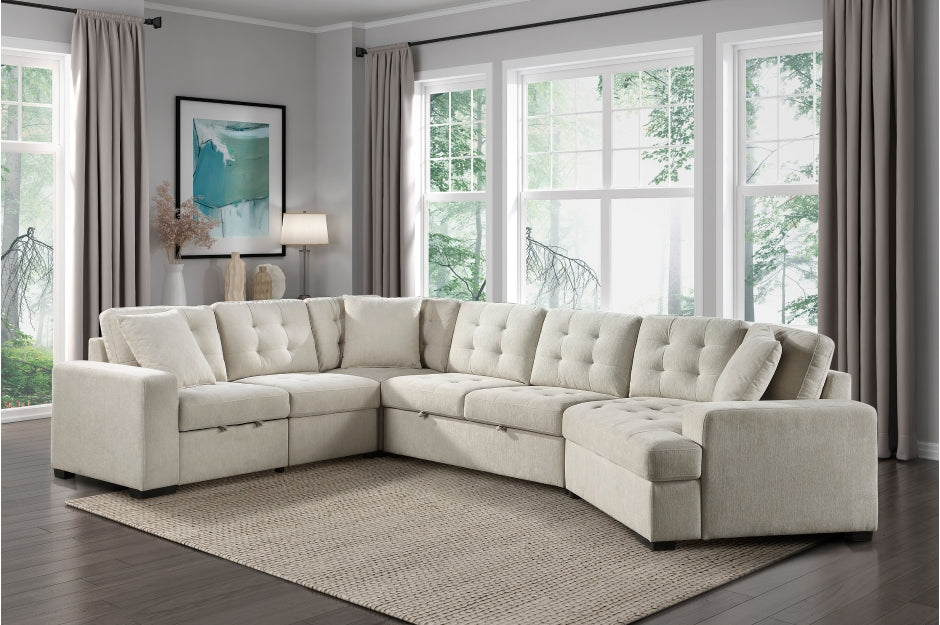 Homelegance 9401BEG - Logansport Chenille Pull Out Bed Sectional