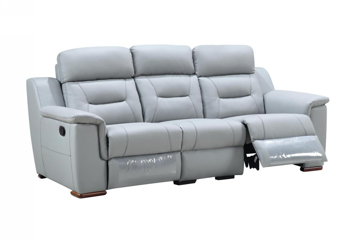 9408 Global United Gray Leather Gel Motion Sofa Loveseat Bradley Home Funishings