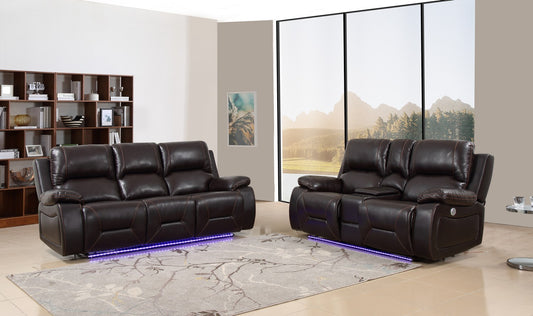 Global United 9422 Novara Power Sofa &amp; Loveseat - Marrón o gris