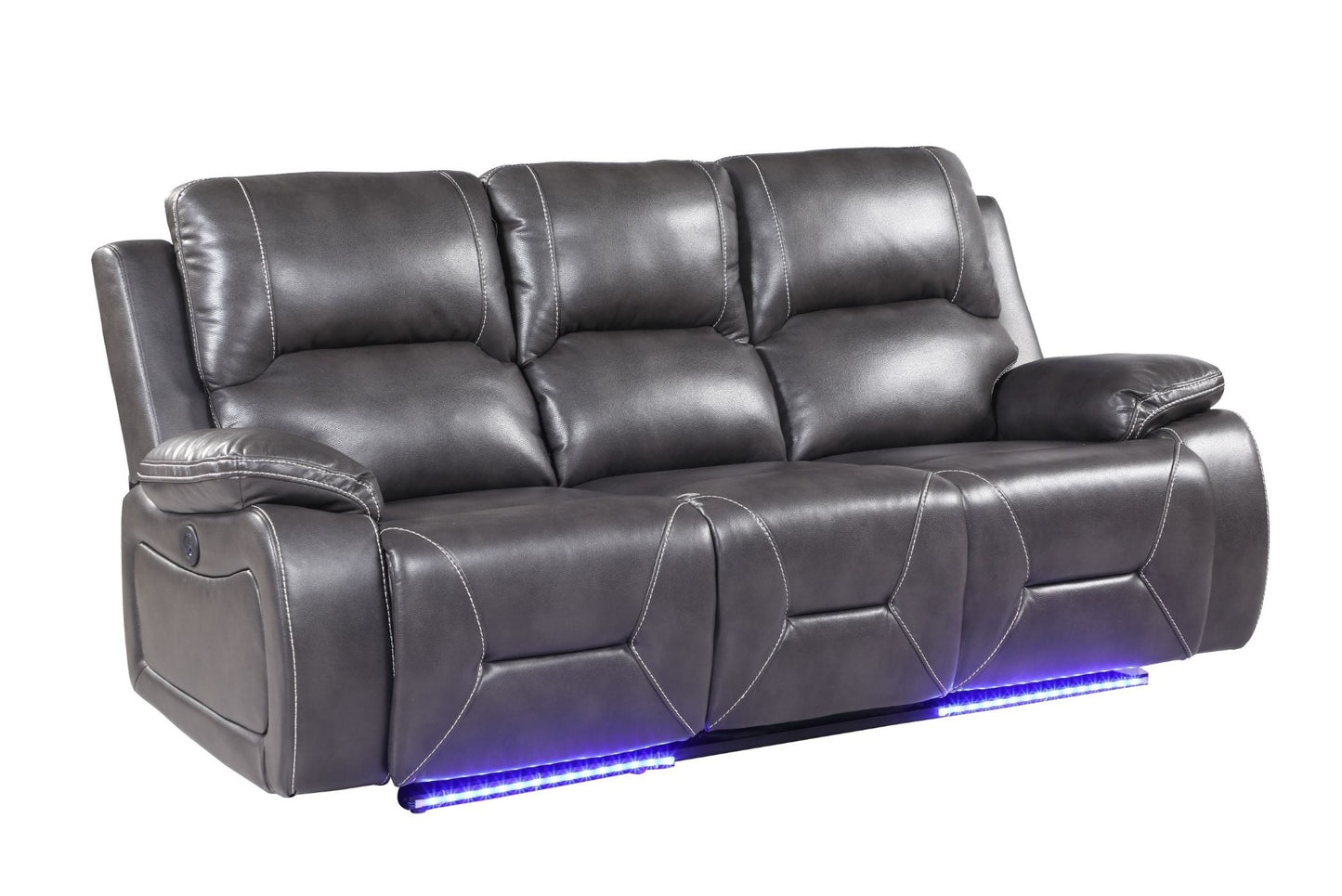 Global United 9422 Novara Sofa & Loveseat - Gray Leather