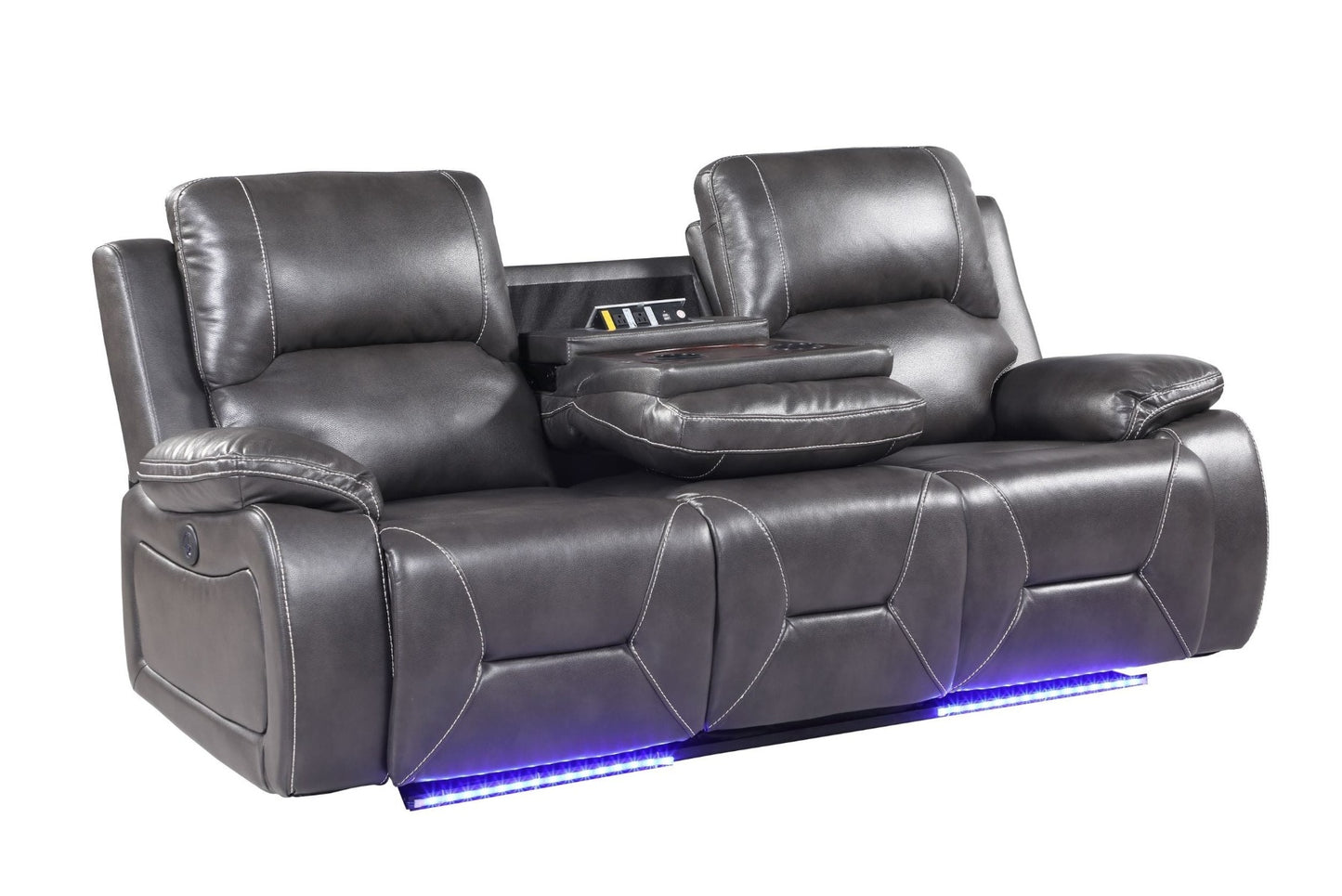 Global United 9422 Novara Sofa & Loveseat - Gray Leather