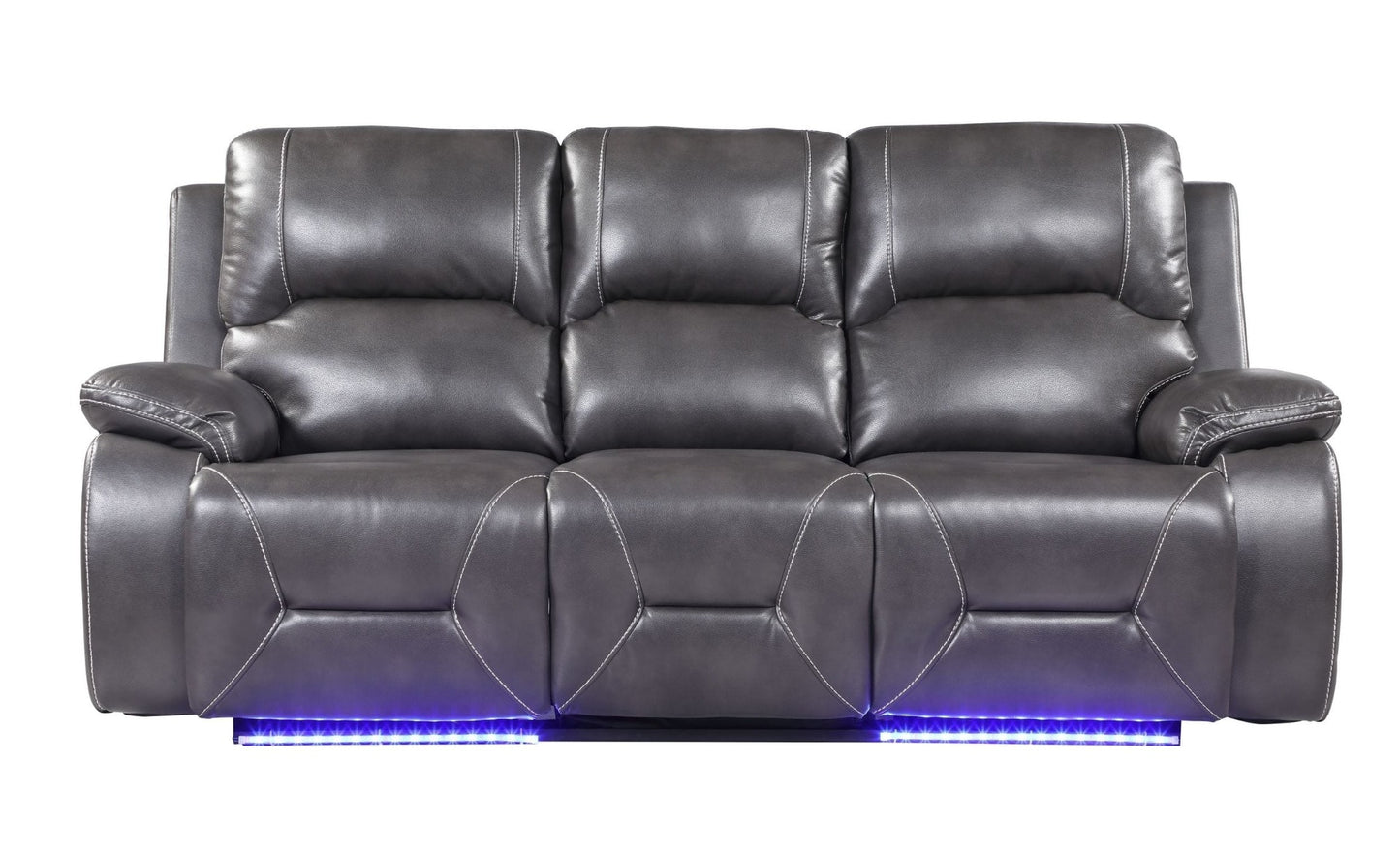 Global United 9422 Novara Sofa & Loveseat - Gray Leather