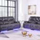 Global United 9422 Novara Sofa & Loveseat - Gray Leather