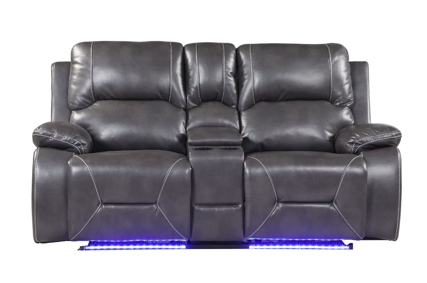 Global United 9422 Novara Sofa & Loveseat - Gray Leather