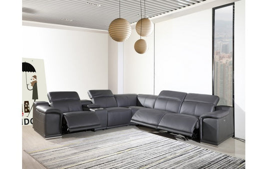 Global 9762 Genoa 6 Pc Power Sectional - Grey