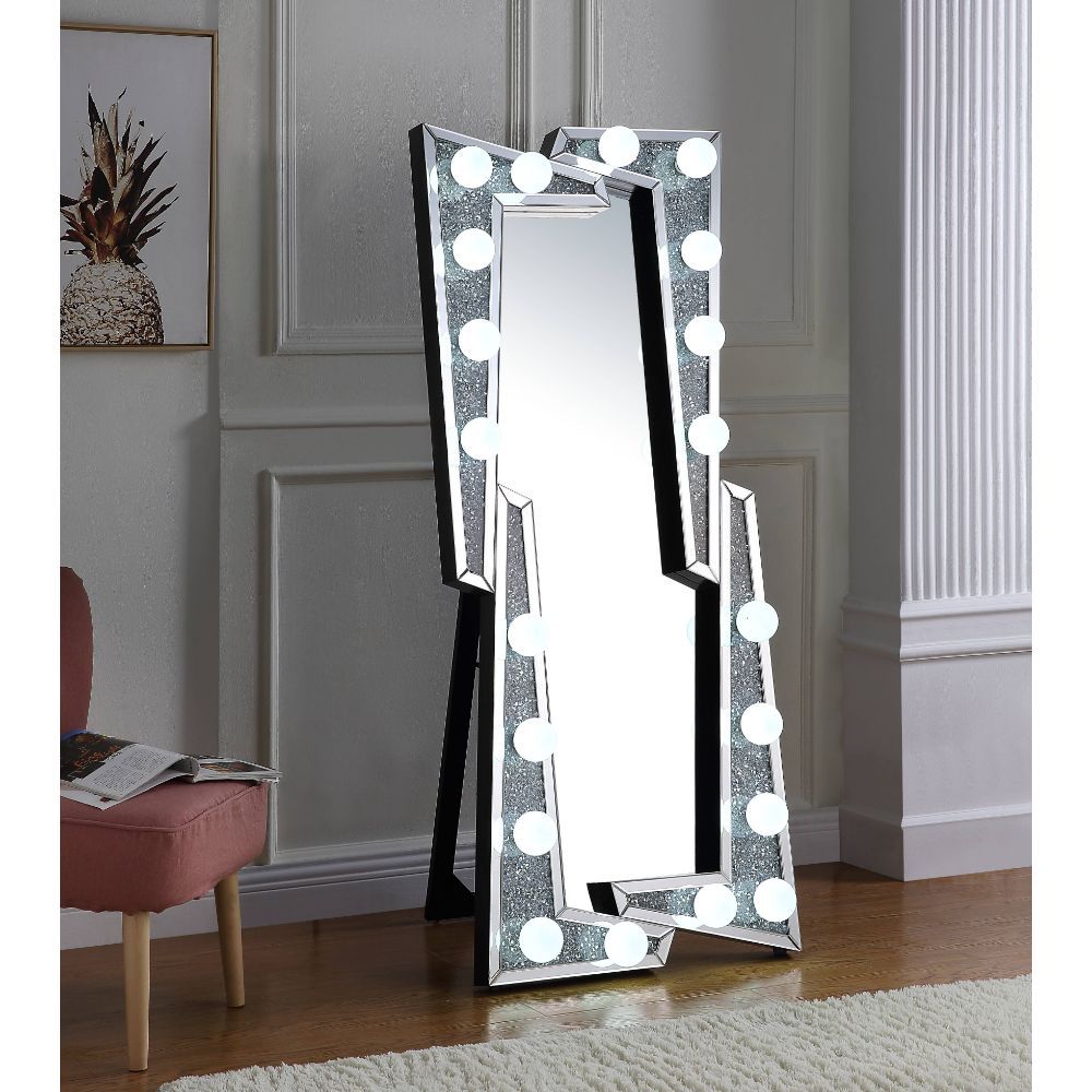 Noralie Floor Mirror - LED LIghts & Faux Diamonds