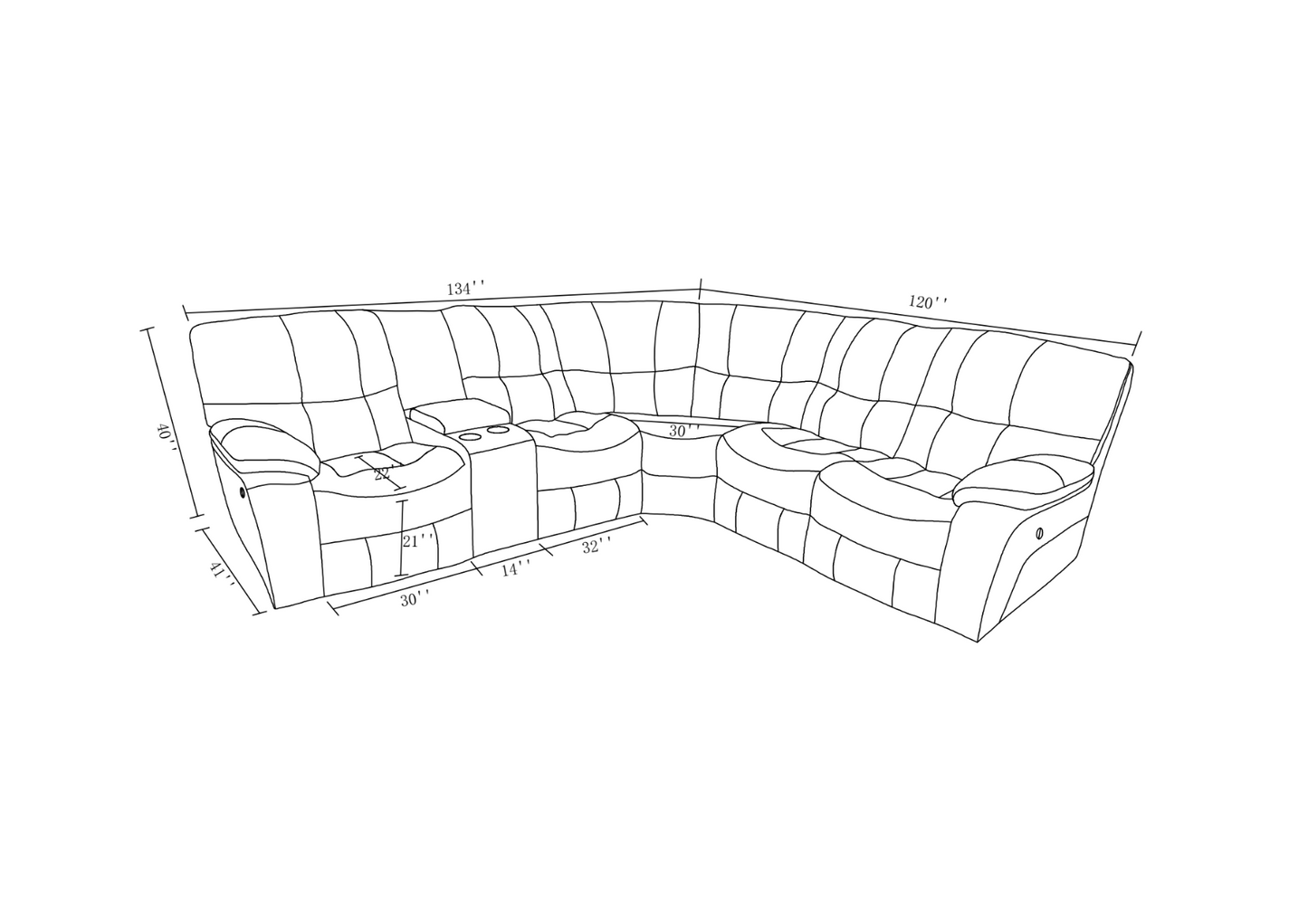 Global United 9931 Rho Dark Brown Motion Sectional w/Power Recliners