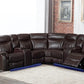 Artisan SEC902 Brown Leather Sectional LED Lights