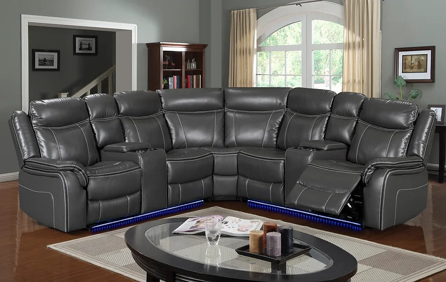 Artisan SEC902 Leather Sectional - Gray