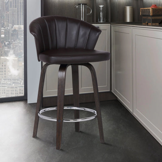 Armen Living Ashley Swivel Bar Stool Faux Leather