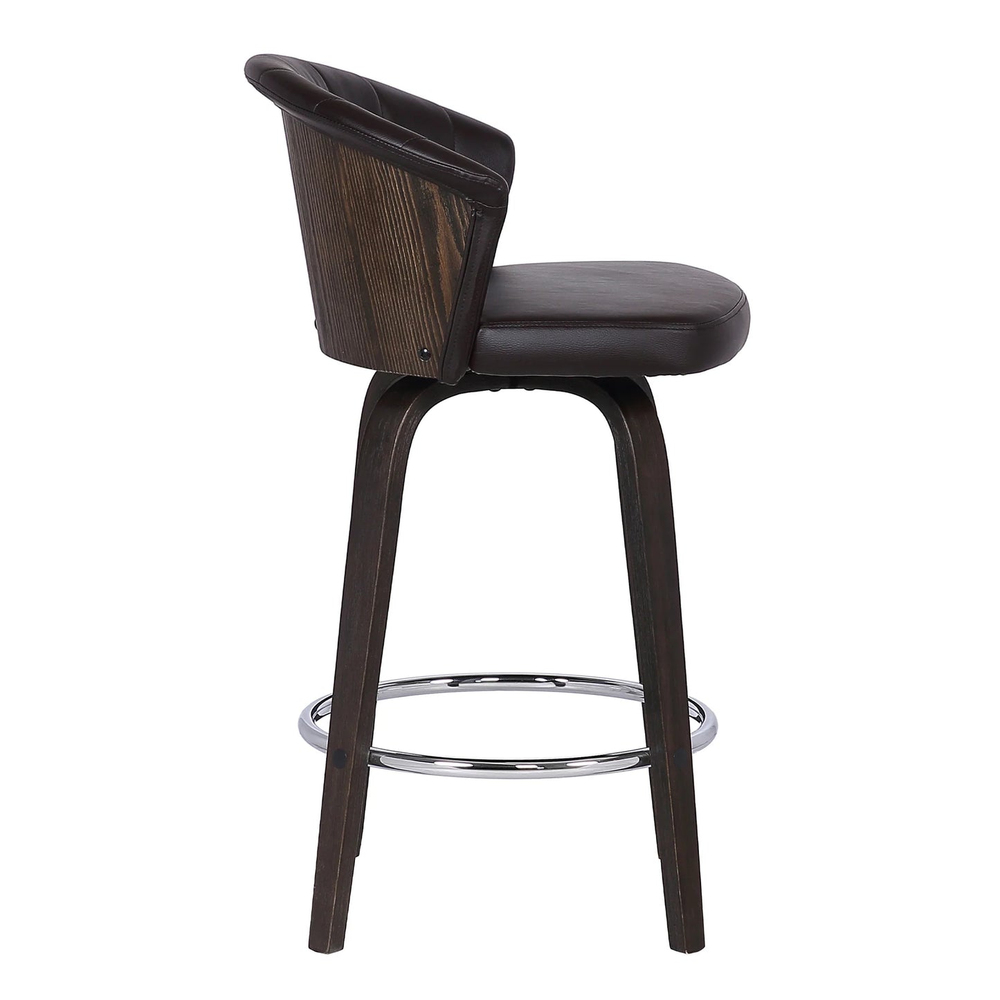 Armen Living Ashley Swivel Bar Stool Faux Leather