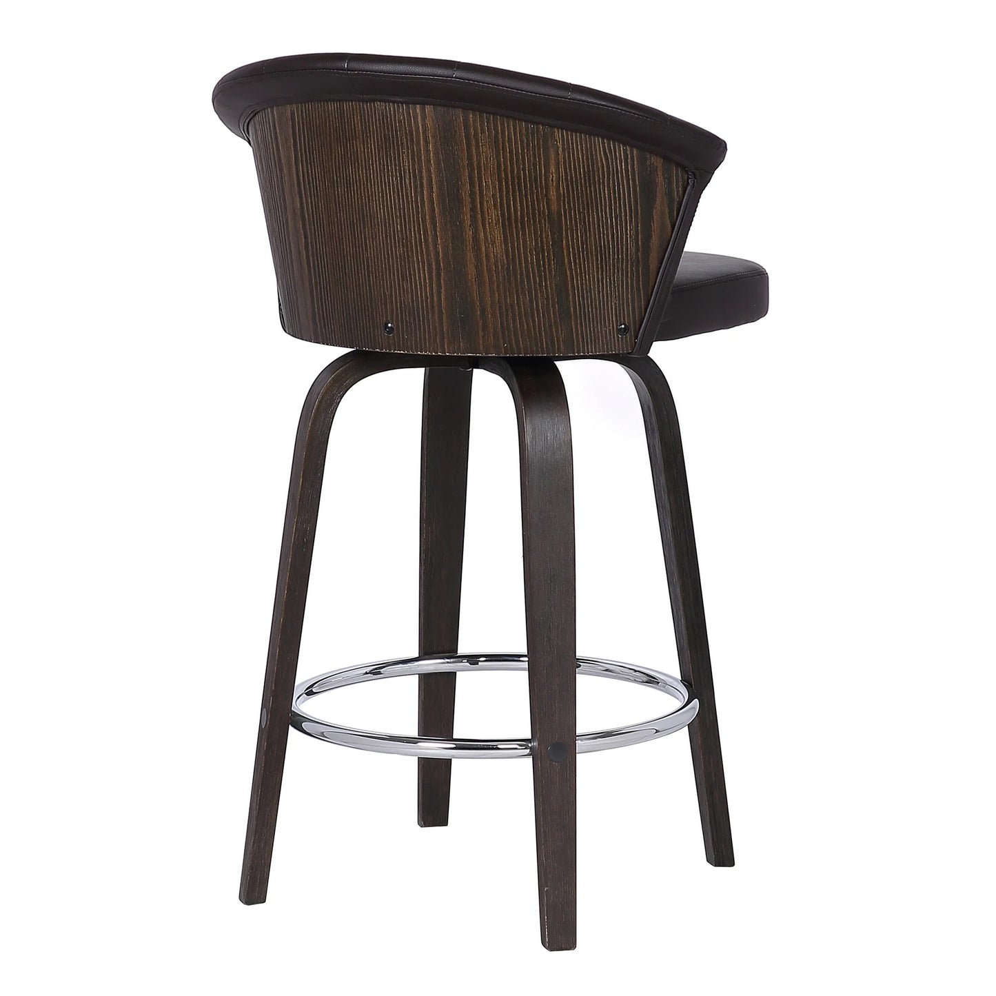 Armen Living Ashley Swivel Bar Stool Faux Leather