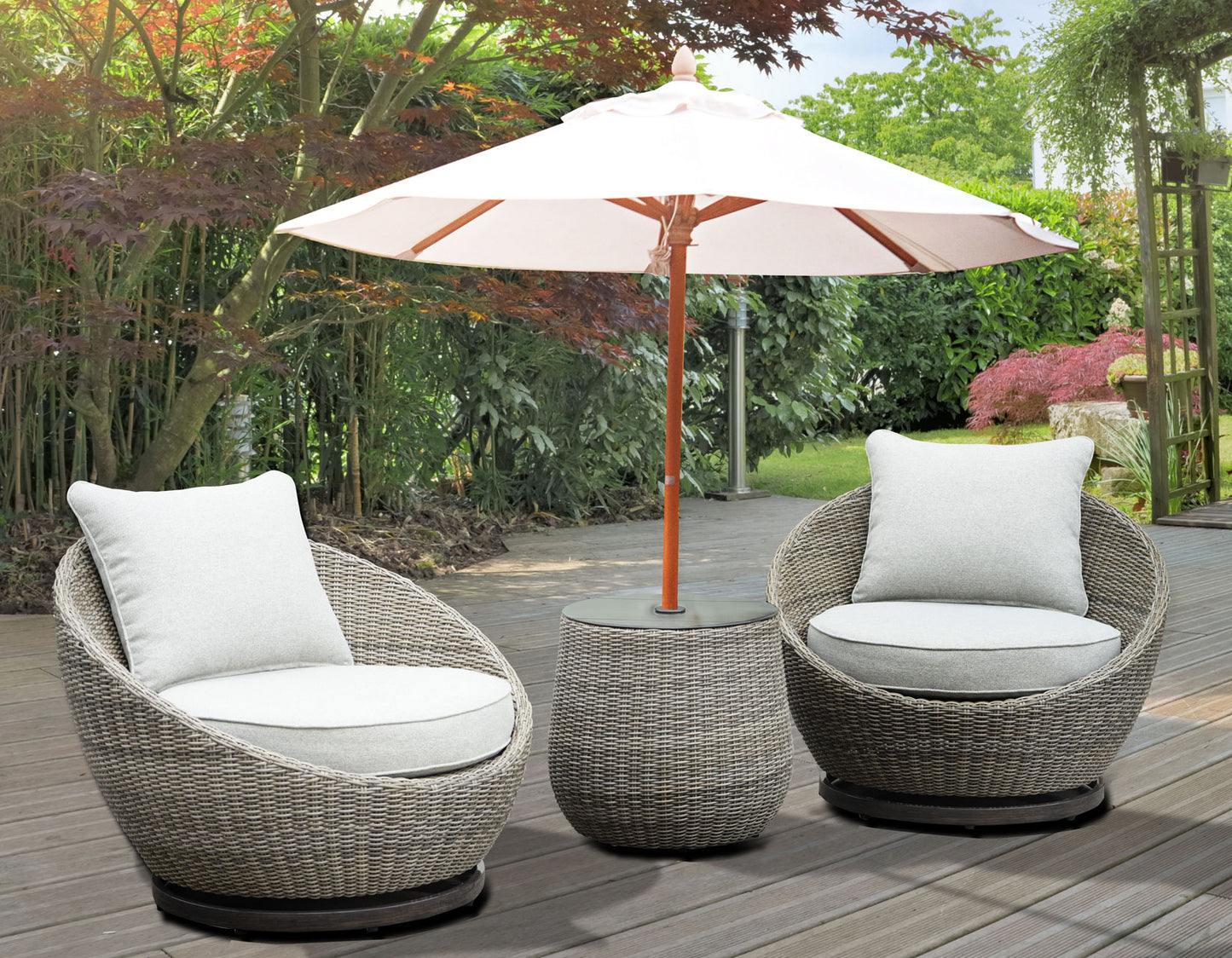 Adeline Patio Swivel Chairs ADE3000 & Side Table