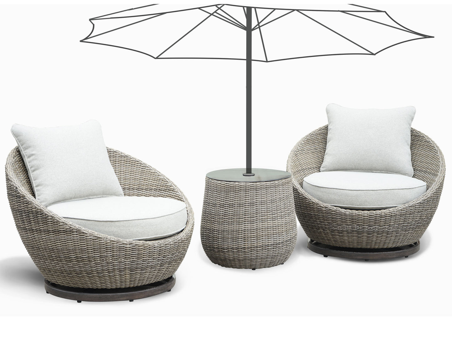 Adeline Patio Swivel Chairs ADE3000 & Side Table