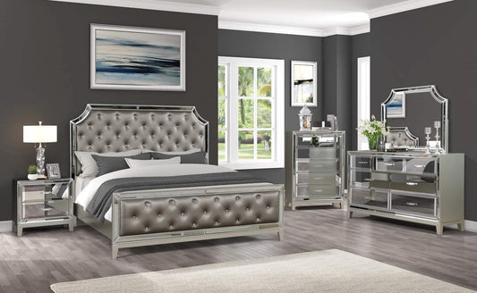 Colección de dormitorio plateado Harmony de 4 piezas de Galaxy Home Furnishings