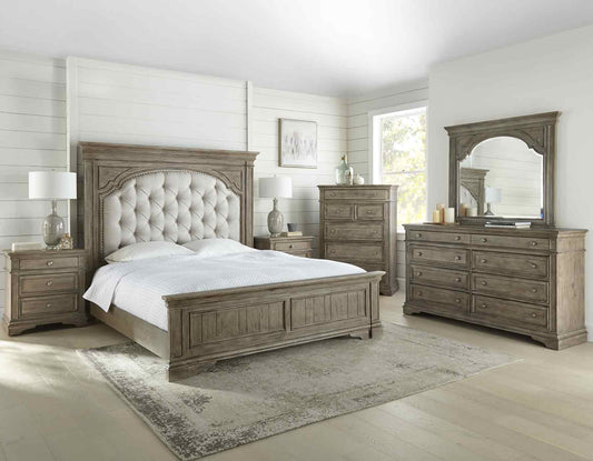 Colección de dormitorio clásico con acabado de madera flotante de Highland Park
