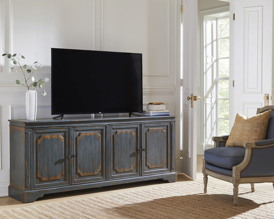 Sutton Distressed Finish 80" TV Console - Blue or Gray Finish