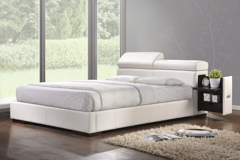 Manjot Faux Leather Bed - Black or White
